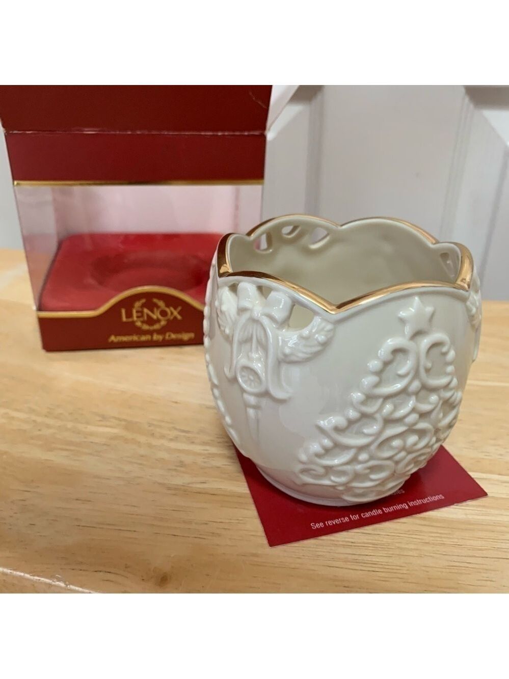 LENOX merry lights tree votive tea light holder classic ivory with gold holiday - Picture 3 of 13
